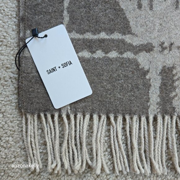 NWT Saint + Sofia Sutton Skull Scarf Beige Wool Blend - Picture 3 of 10